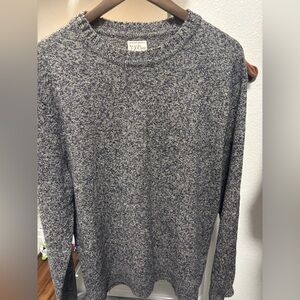 J. Crew Marled Navy and Gray Rugged Merino Crewneck Sweater